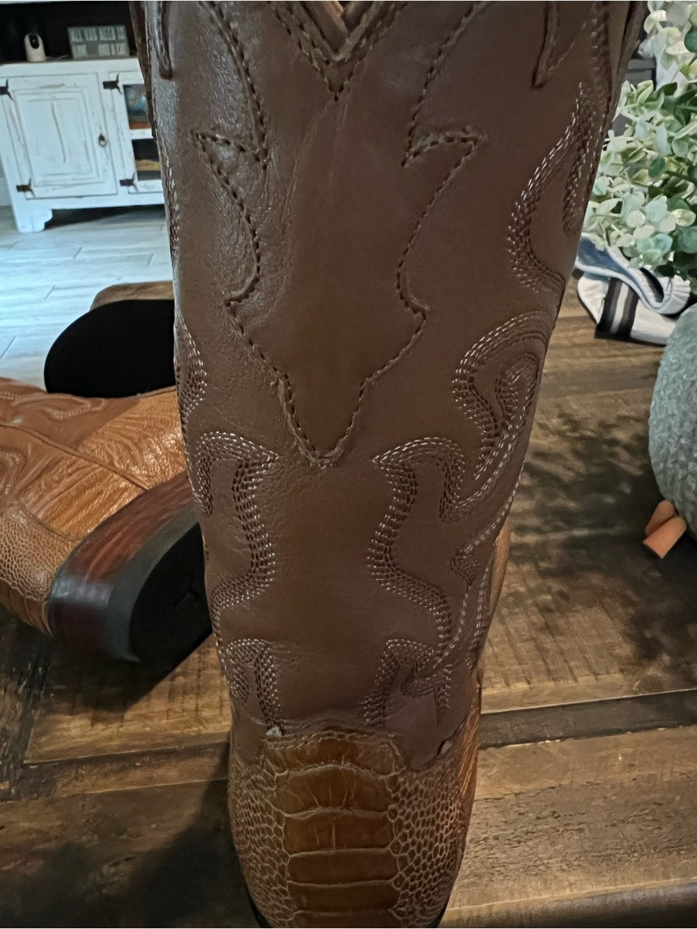 Tecova Ostrich Leg Vamp Boot 10D. NO BOX OR DUST BAGS - Picture 4 of 4